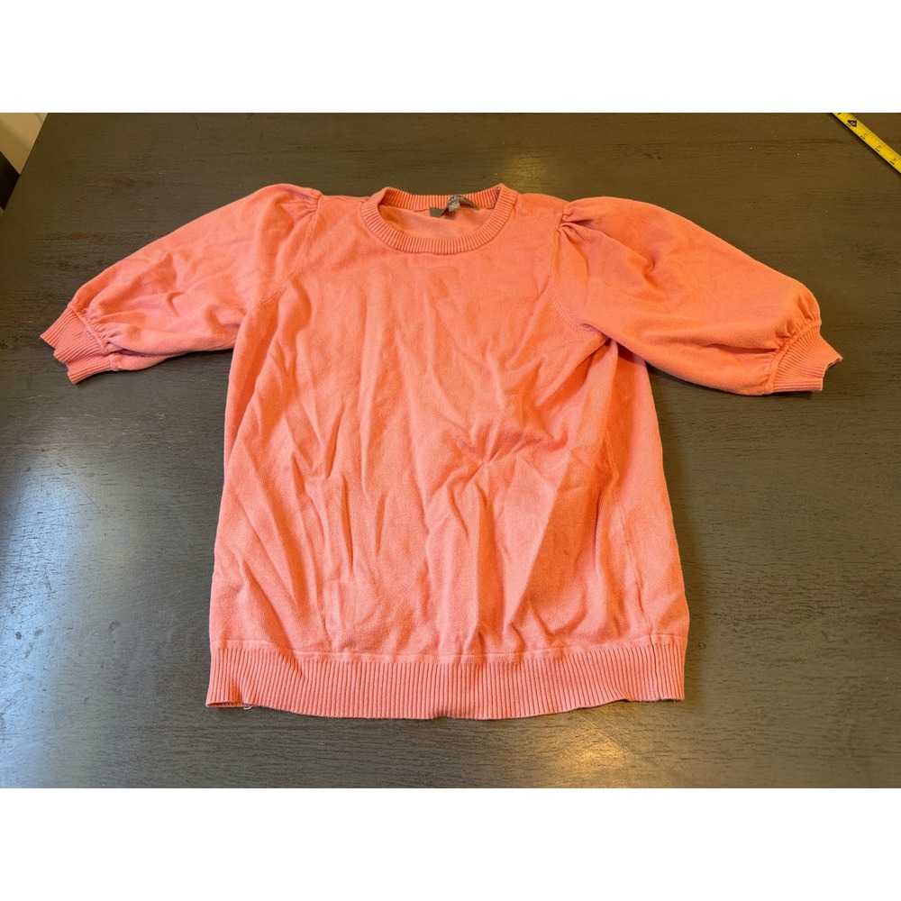 Marled Reunited Clothing Womens Coral Pink Puff Short Sleeve Sweater Size M